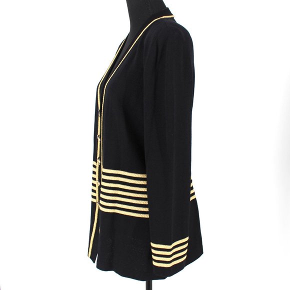 ST. JOHN Collection Black Santana Knit Button Cardigan Jacket Coat size 10 L - Picture 3 of 6